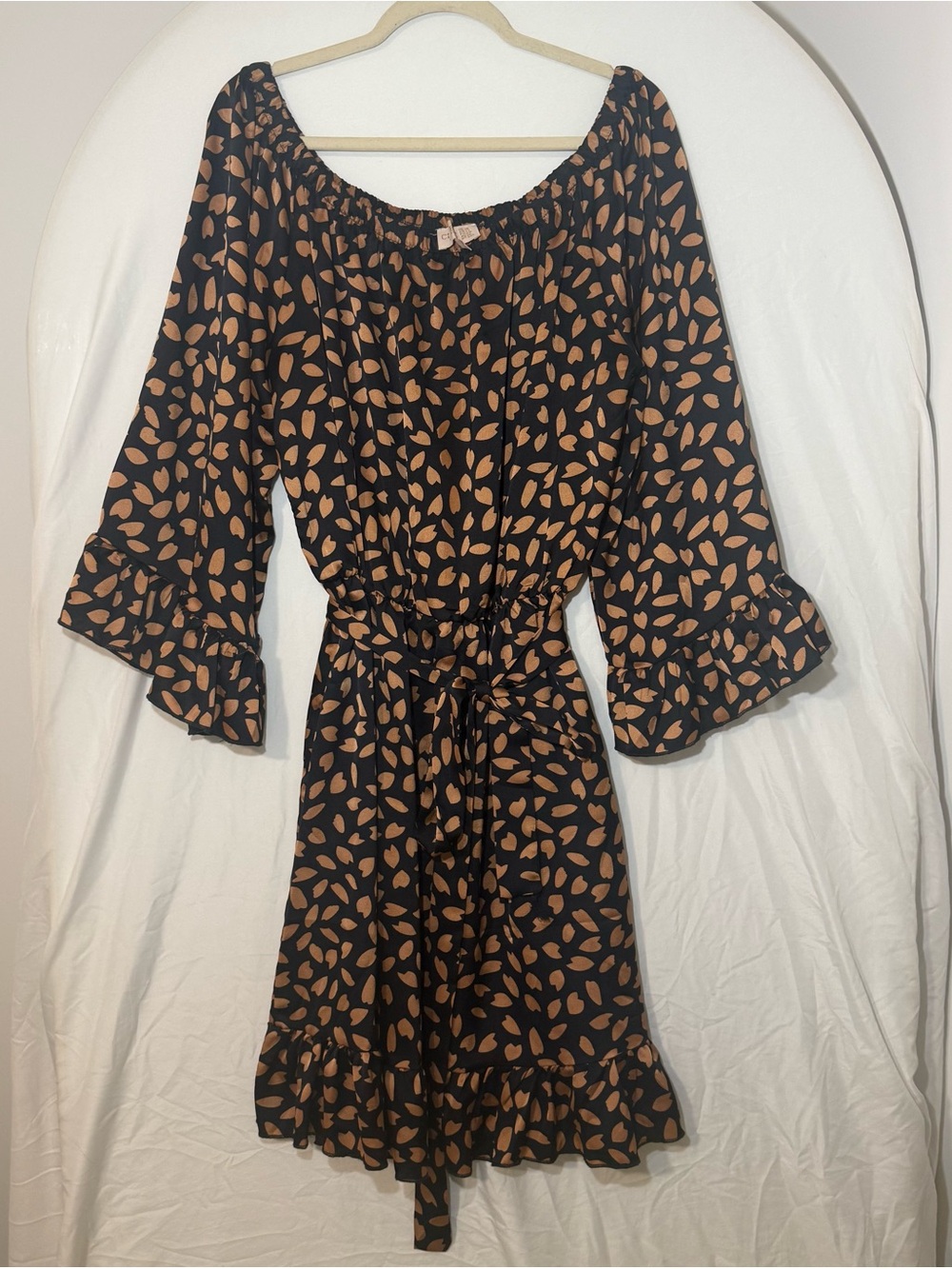 Club L London Blue Mini Dress with Tan Leaf Print
